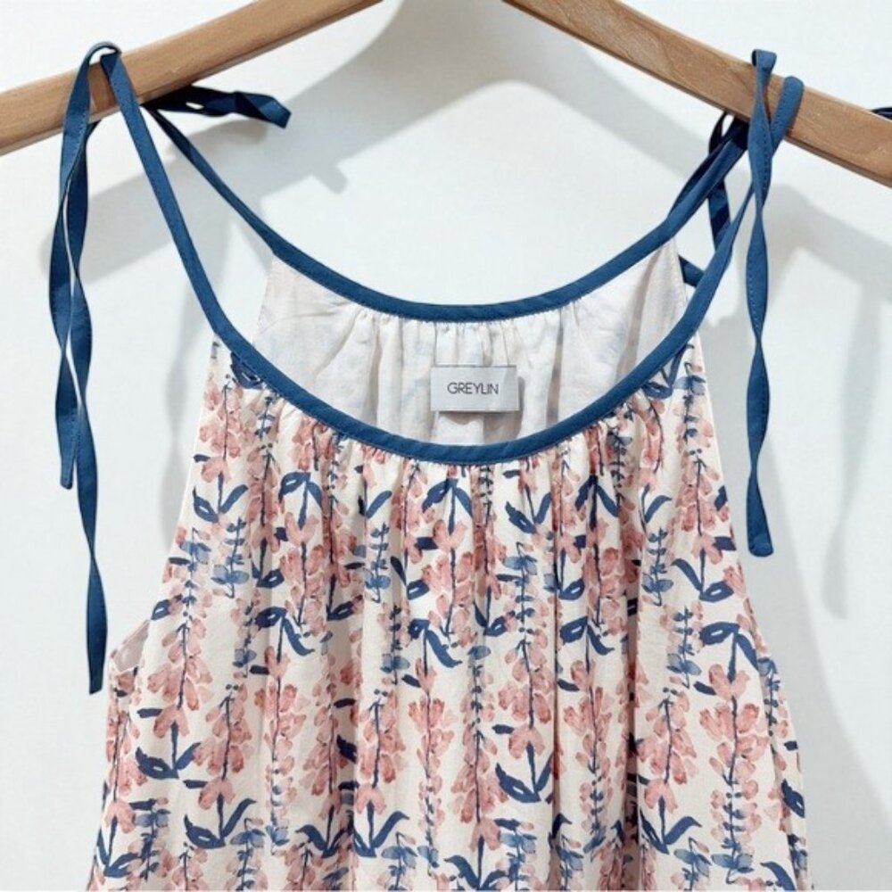 NWT Greylin Alix Halter Tiered Midi Dress Ivory Clay Bump Friendly One Size - Picture 4 of 6